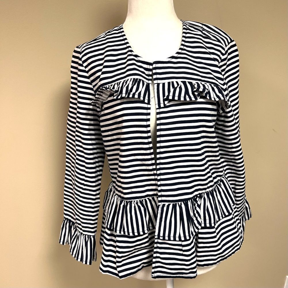 - Loft navy/ white striped linen/ cotton jacket. Sm